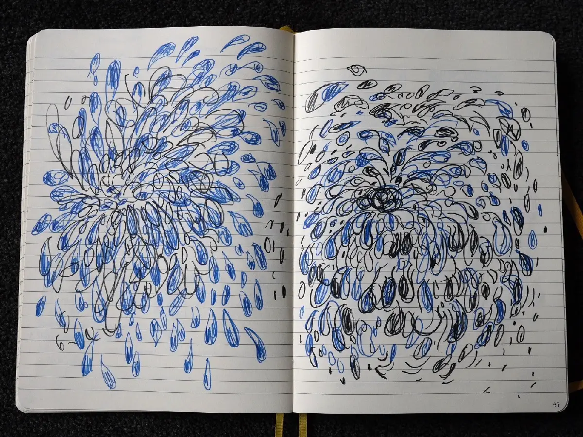 Splatter drawings.