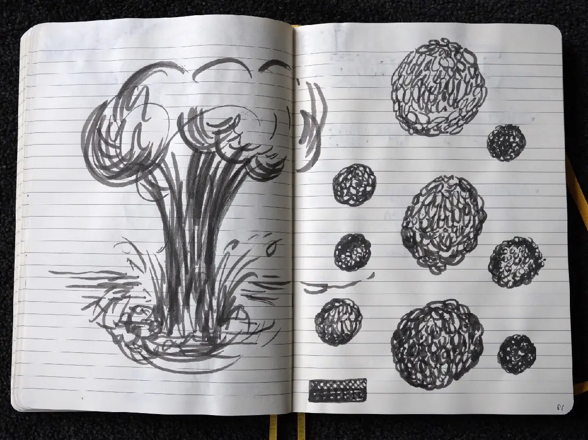 Explosion and ball drawings